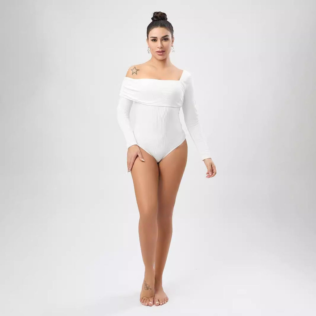 White Outerwear Jumpsuit Women Design Single Shoulder Top Women Autumn Bella Mia