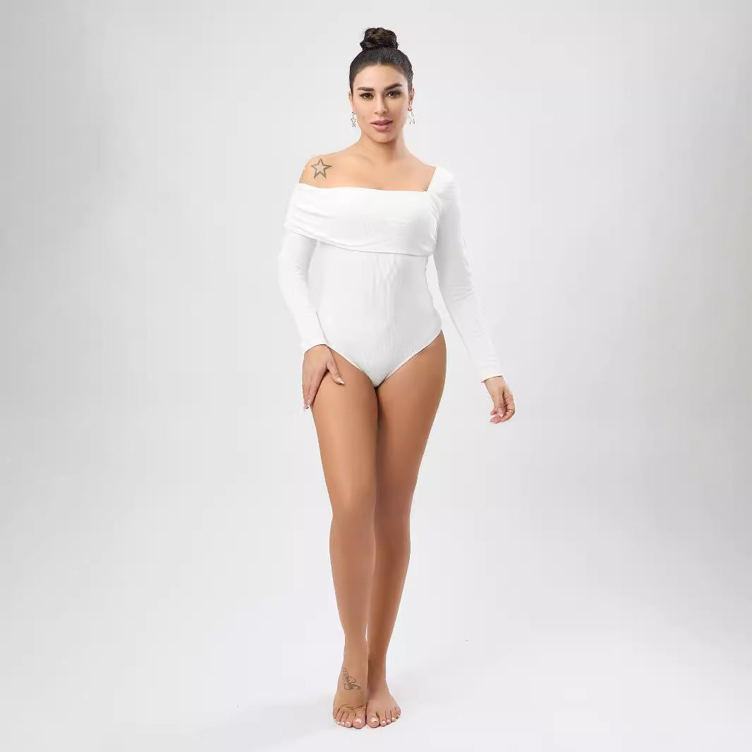 White Outerwear Jumpsuit Women Design Single Shoulder Top Women Autumn Bella Mia
