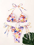 Women Clothing Big Floral Print Halter Sexy Push up Swimsuit Women Bikini Bella Mia