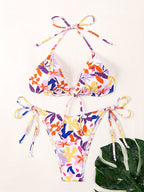Women Clothing Big Floral Print Halter Sexy Push up Swimsuit Women Bikini Bella Mia