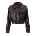Women Clothing Autumn Retro Collared Zipper Faux Leather Casual Jacket Coat Bella Mia