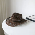 New Arrival Hand-Woven Straw Hat Cut Out Summer Sun Protection for Men and Women Sun Hat Western Cowboy Hat Outdoor All-Matching Hat