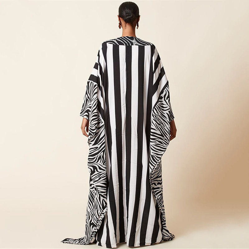 Zebra Print Beach Cover-up Oversized Size Length Gown Sun Protection Shirt Bikini Cover Bella Mia