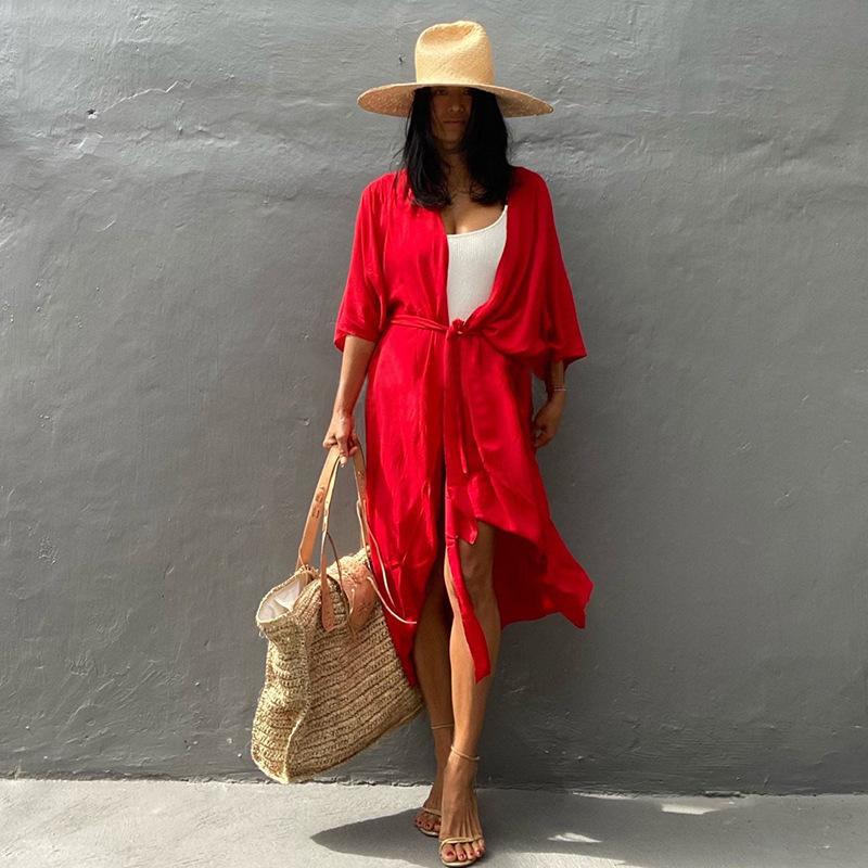 Popular Rayon Multi Color Beach Blouse Loose Cardigan Holiday Sun Protection Blouse after All Blouse Bella Mia