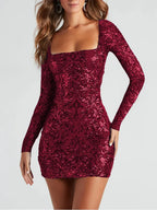 Dress Sexy Backless Long Sleeves Sequ Socialite Dress Bella Mia