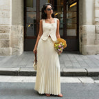 Summer Elegant Pleated Skirt Two Piece Sets Women Bella Mia
