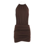 Summer Women Clothes Metal Ring Halter Sexy Backless Lace up Hip Dress Bella Mia