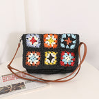 Sources Grandma Plaid Crossbody Straw Bag Contrast Color One Shoulder Straw Bag Woven Bag Women Beach Bag Bella Mia