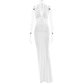 Elegant Women Lace up Maxi Dress Sexy Backless Pleated Sheath Dress Bella Mia