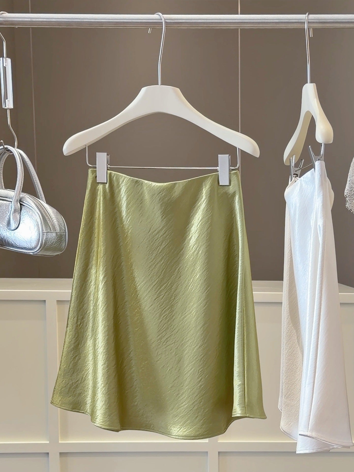 Graceful Satin Acetate Fishtail For Women Summer High Waisted Figure Flattering Draping A Line Sheath Short Skirt