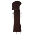 Women Clothing Summer Oblique Shoulder Design Skinny Sheath Pleated Irregular Asymmetric Dress Bella Mia