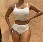 Split Swimsuit Women Striped Tight Backless Swimsuit Durable Bikini Swimsuit Bella Mia