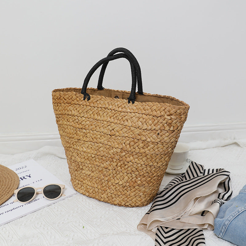 Large Capacity Straw Bag All Match Simple Portable Natural Grass Hand Woven Bag Women Vacation Beach Bag Bella Mia
