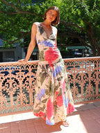 Summer Printed Strap Dress Sexy V neck Dress Bella Mia