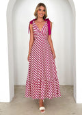 Summer Women Maxi Dress V neck Sleeveless Printed Dress