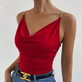 Sexy Red Slip Vest Women Summer Slim Fit Slimming Pleated Waist Tight Short Strapless Tops Outerwear Bella Mia