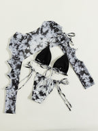 Swimwear Blooming Printed Bikini Lace-up Sexy Bikini Three Piece Two Piece Swimsuit Bella Mia
