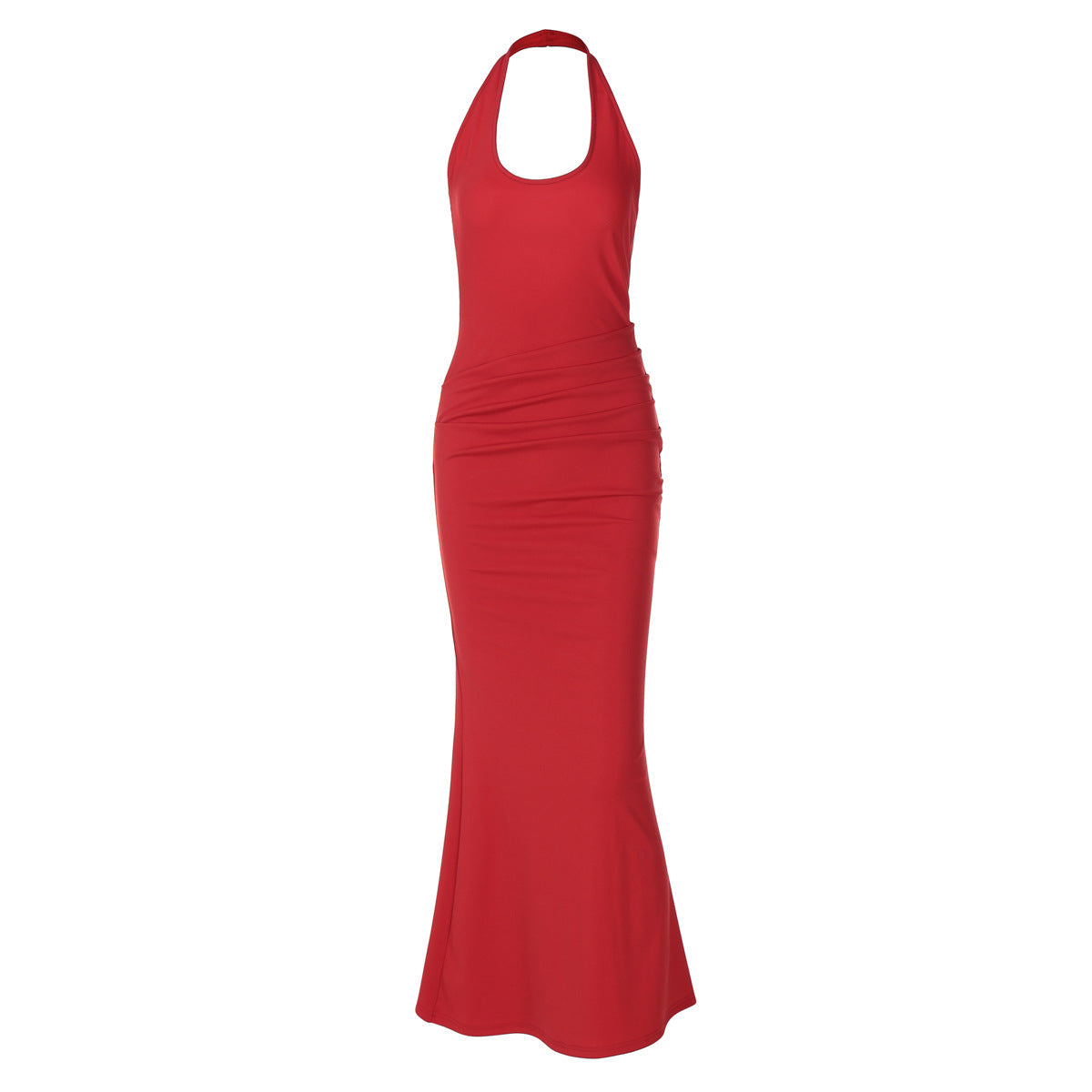 Women Clothing Sexy Deep V Plunge neck Hollow Out Cutout out Halter Slim Solid Color Sleeveless Sheath Dress Bella Mia