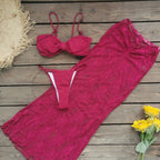 Three Point Banded Bikini Half Length Mesh Long Skirt Three Piece Sexy Backless Split Swimsuit for Women Bella Mia