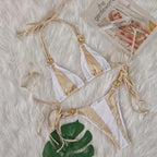 Sexy Crystal Diamond Bikini Solid Color Patchwork Bandage Swimsuit Vacation Split Women Swimsuit Bella Mia