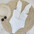 One Piece Solid Color Swimsuit Women Deep V Plunge High Waist One Piece Swimsuit Bella Mia