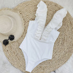 One Piece Solid Color Swimsuit Women Deep V Plunge High Waist One Piece Swimsuit Bella Mia