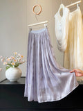 French High Grade Embroidery Sequin Streamer Yarn Women Summer Drape Fairy Cover Swing Maxi Skirt