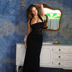 Fall Maxi Dress Elegant Slim Lace Stitching Sling Dress Bella Mia