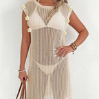 Beach Dress Vacation Beach Cover Up Women Clothing Sexy Cutout See through Tassel Stitching Dress Bella Mia