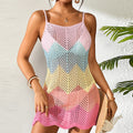 Women Clothing Short Knitted Sexy Suspenders Hollow Out Cutout Texture Macaron Color U Collar Knitted Seaside Overskirt Bella Mia