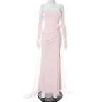 Women Clothing Summer Elegant Solid Color Tube Top Hip Wrapped Trailing Dress Women Bella Mia