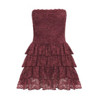 Sexy Leather Bra Strap Lace Stitching Puffy Tiered Dress Summer Set Bella Mia