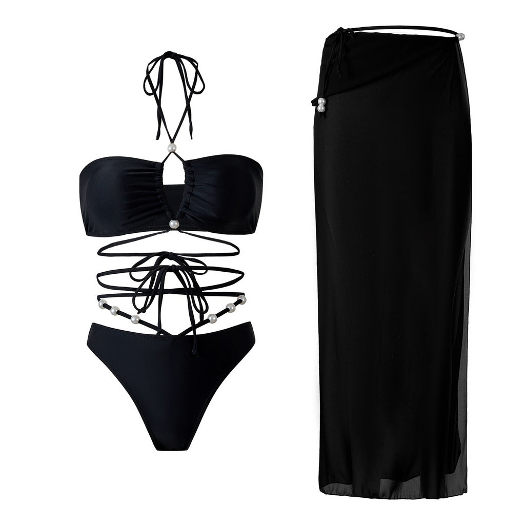 Bikini Two Piece Solid Color Sexy Swimsuit Women