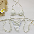 Solid Color Three Point Mini Bikini Sexy Backless Lace up Split Swimsuit Women Bikini Bella Mia