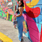 Denim Women Wear Spring Summer Sexy Backless Zipper High Elastic Split Dress for Women Bella Mia