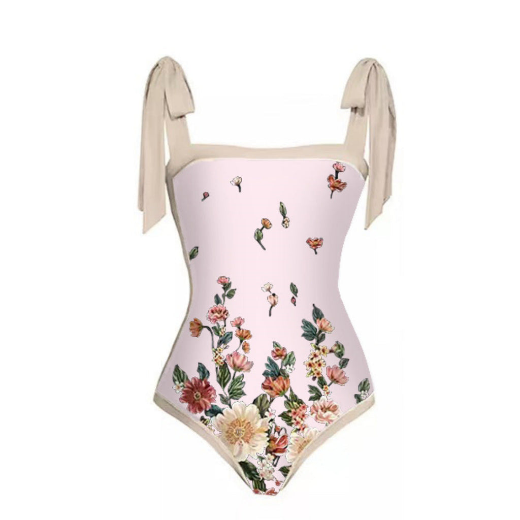 Mesh Two Piece French Swimsuit Digital Printing Sheath Dress Swimsuit for Women Bella Mia