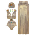 Colorful Crystals Decorative V neck High Waist Bikini Swimsuit Women Bella Mia