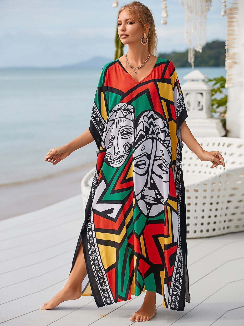 Printed Blouse Holiday Casual Beach Bikini Cover Bella Mia