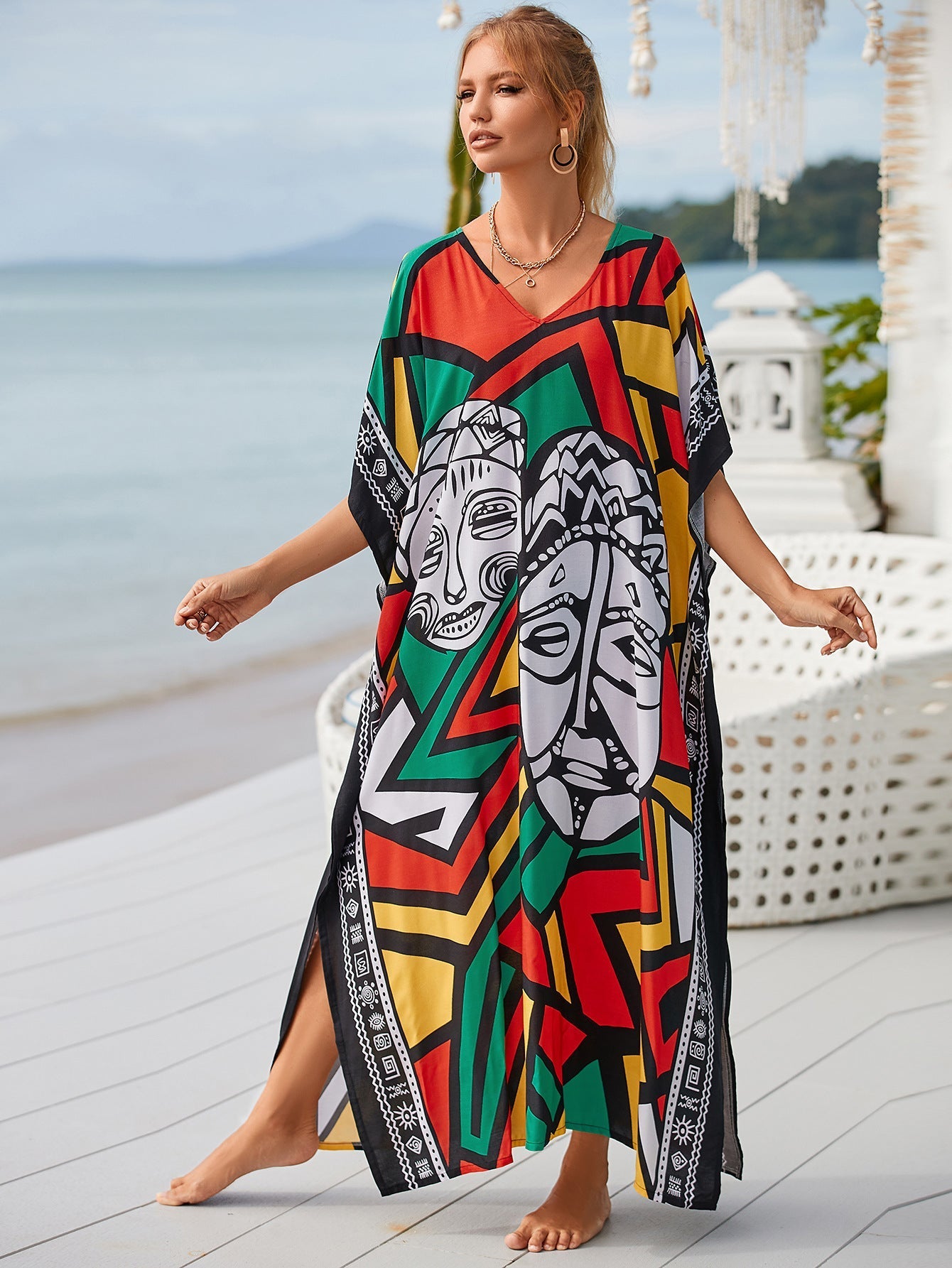 Printed Blouse Holiday Casual Beach Bikini Cover Bella Mia
