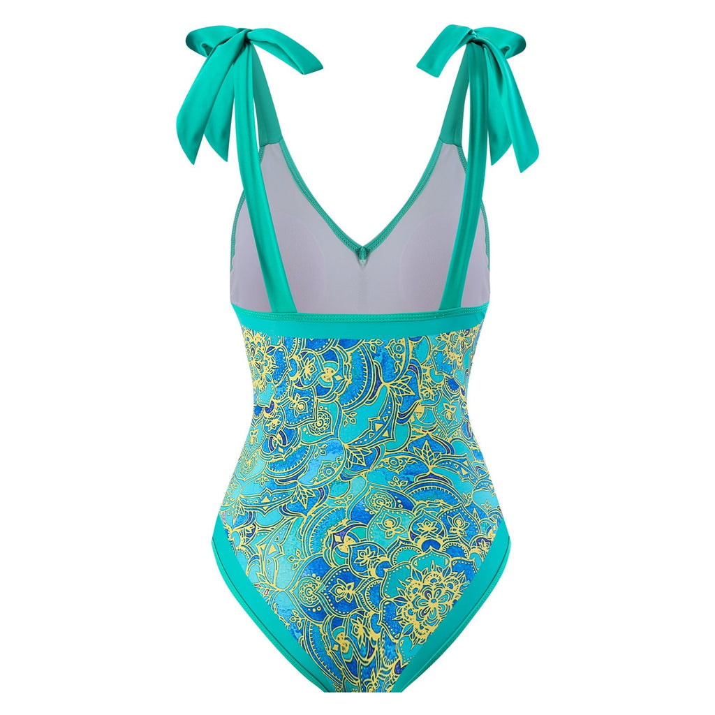 Women Sexy One Piece Swimsuit Women Skinny Slimming Retro Tied Swimsuit Suit Chiffon Dress Bella Mia
