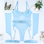 Sexy Underwear Mesh Strap Splicing Tape Gloves Sleeveless Jumpsuit Suit Bella Mia