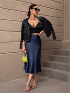 Hip Wrapped Fishtail Skirt Satin Mid Length Skirt Autumn Women Clothing Direct Bella Mia