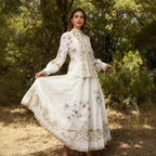 Long Sleeve Painted Skirt Set Spring Court Waist Slimming Printed Two Piece Sets Women Bella Mia
