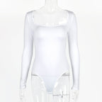 Sexy T-Shaped One-Piece Bottoming Shirt Autumn Women Clothing Tight Long Sleeve Square Neck Bodysuit Bella Mia