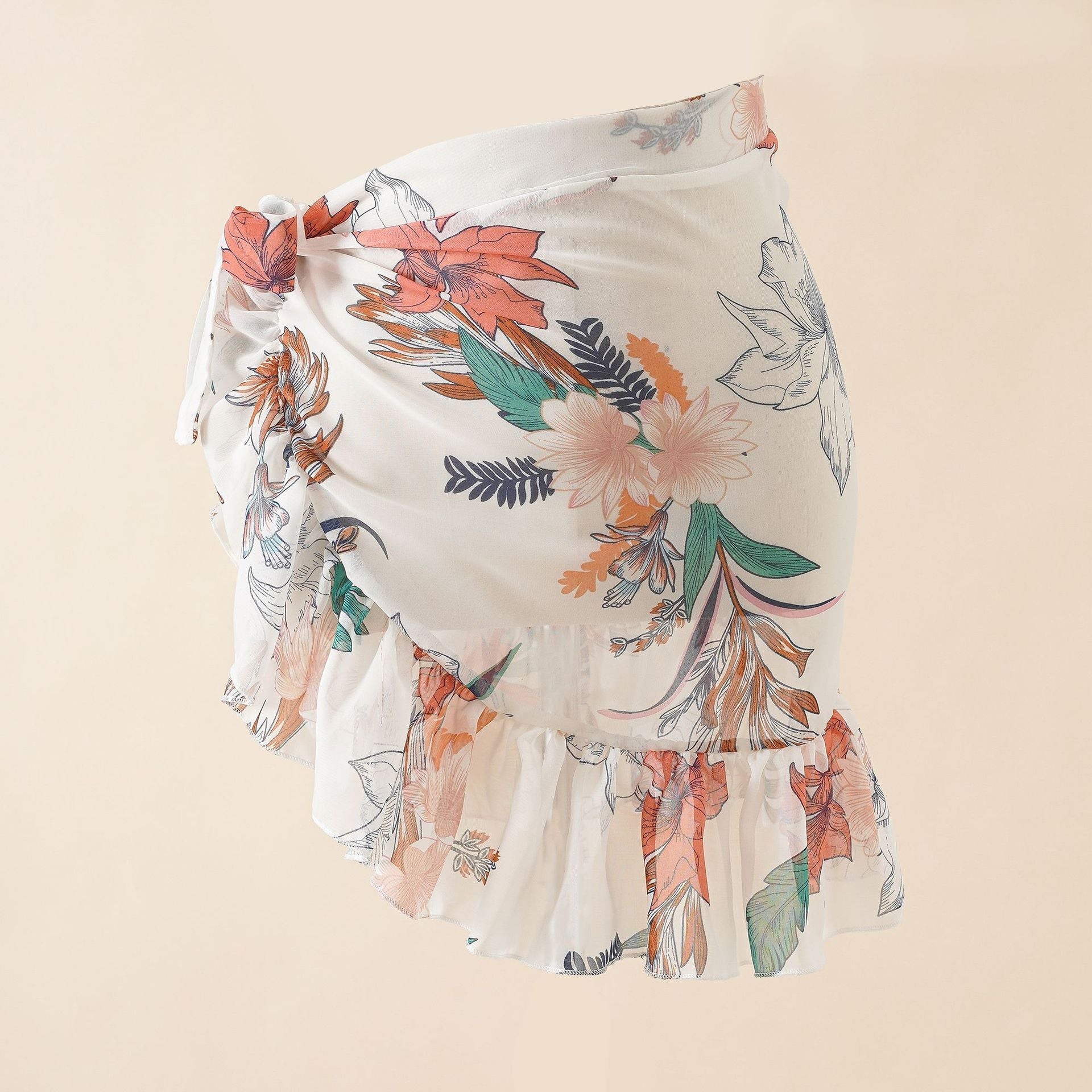 Bikini Sunscreen Chiffon Beach Skirt Leaf Printed Swimsuit Fishtail Skirt Bella Mia