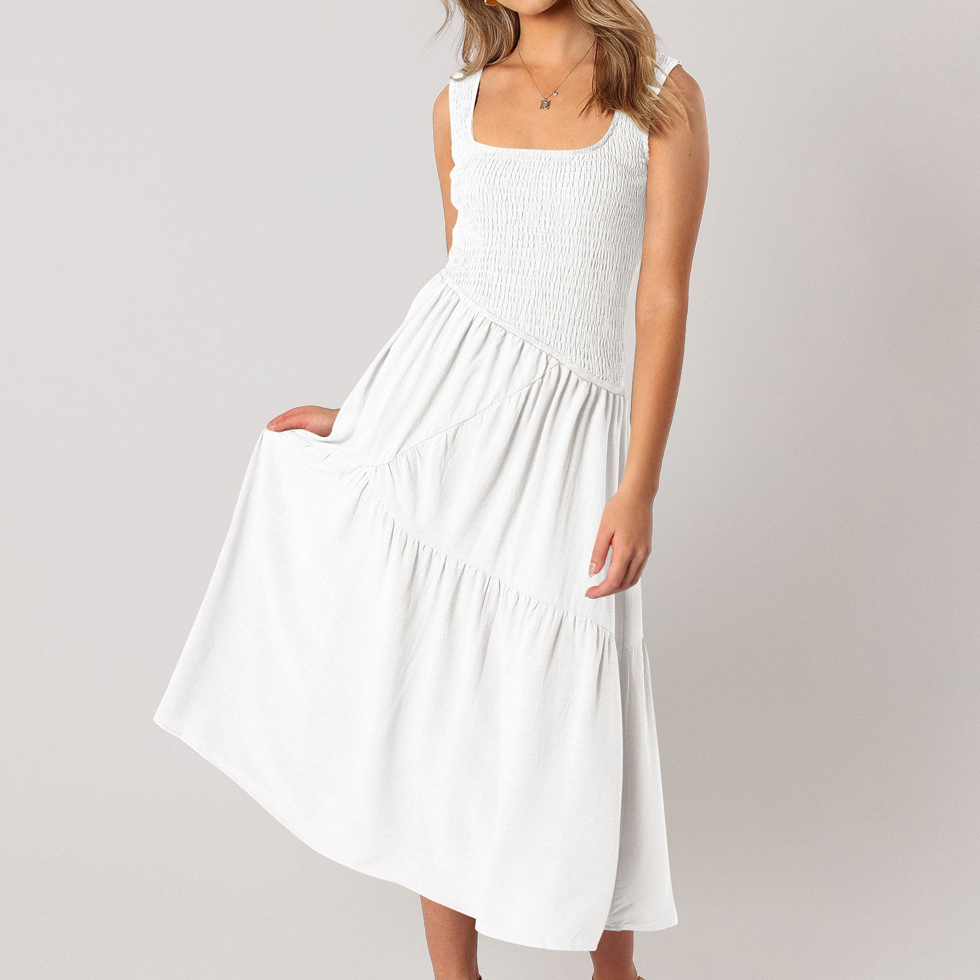 French Dress High Grade Elegant Women Spring Summer Sexy Backless U Neck Sleeveless Dress Bella Mia