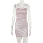 Autumn Dress Fashionable Elegant Sexy Slim Fit Shiny Backless Lace up Cami Dress Bella Mia