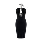 Sexy Hollow Out Cutout-out Halter Dress Women Summer Seaside Beach Backless Slit Slim Fit Niche Sexy Dress Bella Mia
