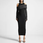 Autumn Elegant Slim Fit Slimming Patchwork Dress Socialite Knitted Dress for Women Bella Mia