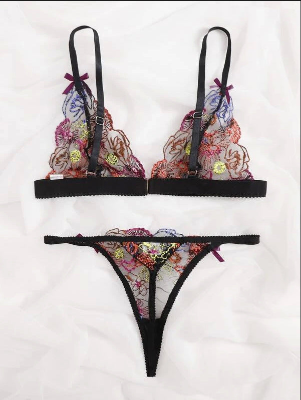 Sexy Lingerie Sexy Lace Translucent Three-Point Bikini Set Bella Mia